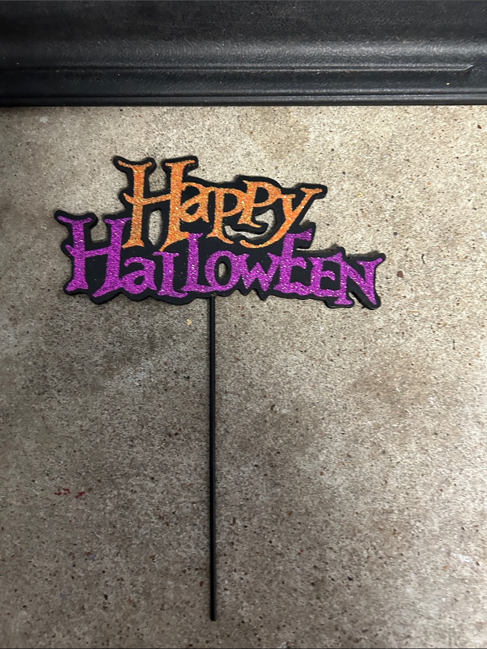 Happy Halloween Glitter Yard Stake - Orange and Purple